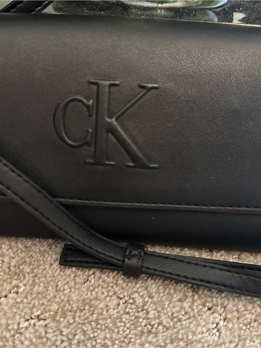 Calvin Klein Black Leather Crossbody Wallet